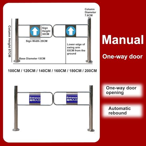 Stainless Steel Swing Gate for Supermarkets Factories Parks & Schools Safety Entrance Door 180x97 Cm & Secure Aisle Barrier (Silver) in Kuwait