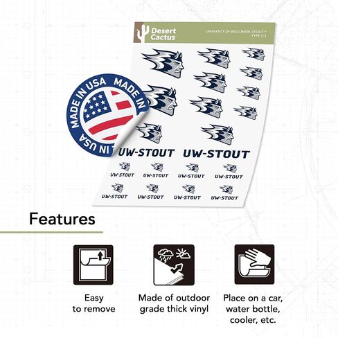 Desert Cactus University of Wisconsin Stout Sticker Wisconsin Stout Blue Devils Vinyl Decal Laptop Water Bottle Car Scrapbook Sheet (Type 1-1) in Saudi Arabia