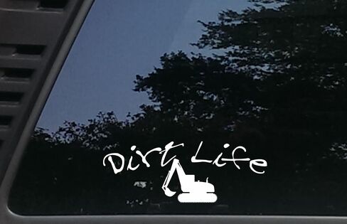 Dirt Life with Excavator Image - ملصق فينيل مقطوع بالقالب مقاس 8 × 3 بوصة للنوافذ، والسيارات، وJDM، والشاحنات، والمصدات، وصناديق الأدوات، والقوارب، وأجهزة الكمبيوتر المحمولة - تقريبًا أي سطح صلب وأملس. صنع في الولايات المتحدة الأمريكية in Kuwait