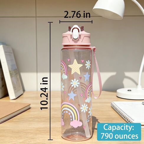 زجاجة مياه مع قش 27oz زجاجات مياه بلاستيكية خالية من BPA زجاجة واسعة الفم مانعة للتسرب زجاجات تحفيزية مياه لصالة الألعاب الرياضية أو المشي لمسافات طويلة أو المكتب - وردي in Saudi Arabia