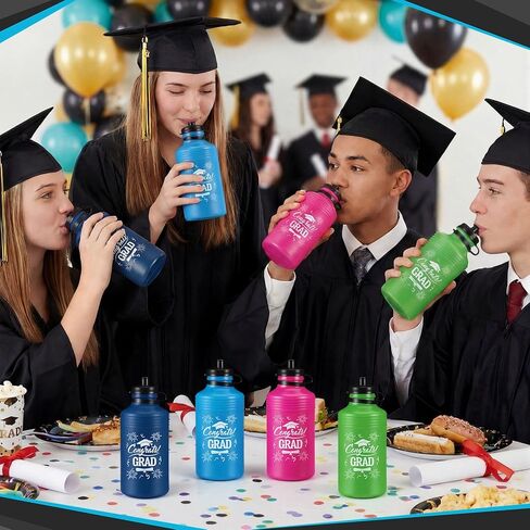 Meanplan 16 حزمة Congrats Grad زجاجات المياه الرياضية السائبة 17 أوقية التخرج ضغط زجاجات المياه البلاستيكية القابلة لإعادة الاستخدام مقصف للنساء الرجال كلية التخرج الهدايا فئة من 2026 لوازم الحفلات in Saudi Arabia
