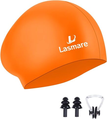 Silicone Swim Cap for Kids with Long Hair, 3 Sizes for Toddlers, Children & Teens Age 1–15, Waterproof Swimming Hat for Girls & Boys,Secure Fit & Hair Protection-Apricot in Saudi Arabia