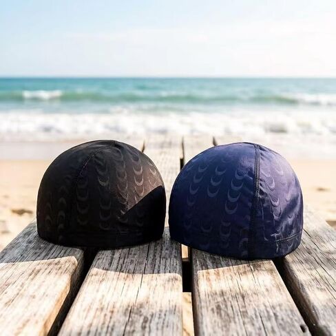 1pc/2pcs Men's Swim Cap, Shark Patterned Polyester Fiber Swim Cap, Suitable for Swimming Pools and Beaches in Saudi Arabia