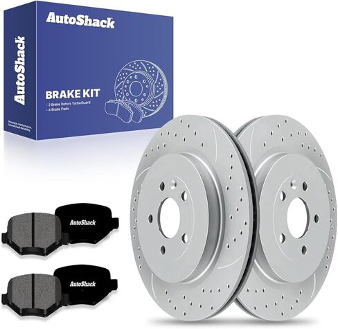 AutoShack 13.58 بوصة (345 مم) دوارات الفرامل الخلفية ذات التهوية + استبدال وسادات الفرامل السيراميكية لـ 2015-2019 Ford Explorer 2013-2019 Ford Taurus 2013-2016 Lincoln MKS 2015-2016 Lincoln MKT 6-PC طقم فرامل in Saudi Arabia