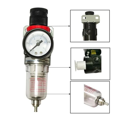 AFR2000 PT 1/4" Gas Pressure Regulator Water Oil Separator Filter Spray Gun Compressor Water Separator.(6mm Fittings) in Saudi Arabia