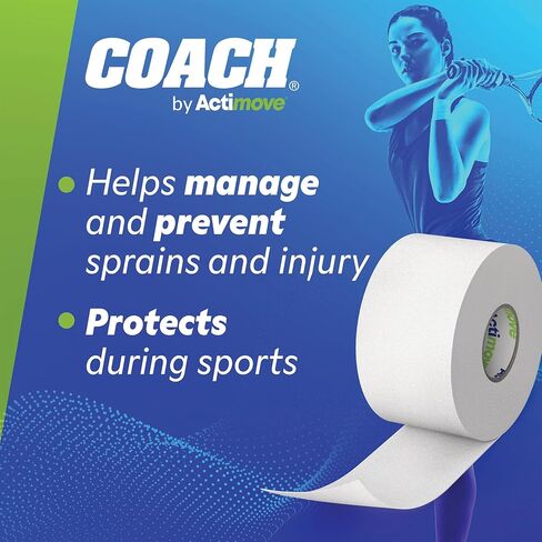 Athletic Tape, Sprains and Injuries Protection, Breathable, Hand-tearble, Sports Tape, Multi-Sport use, 1.5 in x 10 yd, 1 Roll in Saudi Arabia