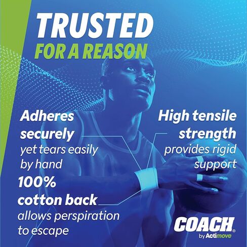 Athletic Tape, Sprains and Injuries Protection, Breathable, Hand-tearble, Sports Tape, Multi-Sport use, 1.5 in x 10 yd, 1 Roll in Saudi Arabia