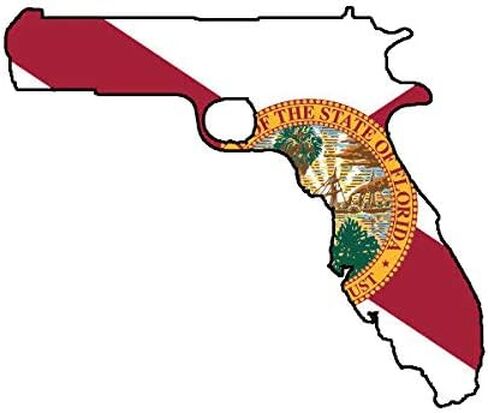 EW تصاميم Gunshine ولاية فلوريدا بندقية شكل ملصق مائي الفينيل FL أشعة الشمس البنادق 2A ملصقات للسيارة متعددة الأشكال ملصق فينيل سيارة شاحنة ملصق مائي 5" in Saudi Arabia