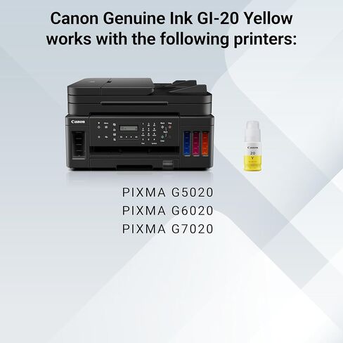 Canon GI-20 Yellow Ink Bottle, Compatible to PIXMA G6020 and G5020 MegaTank Printers in Saudi Arabia