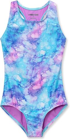 Lands' End Girls Chlorine Resistant Sporty Hi-Neck Racer Back One Piece Swimsuit in Saudi Arabia