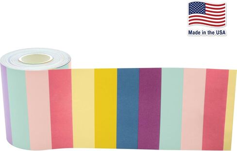 المعلم أنشأ الموارد أوه Happy Day Stripes حواف ملفوفة بشكل مستقيم - 50 قدمًا - تزيين لوحات الإعلانات والجدران والمكاتب والنوافذ والأبواب والخزائن والمدارس والفصول الدراسية والمدرسة المنزلية والمكاتب in Kuwait