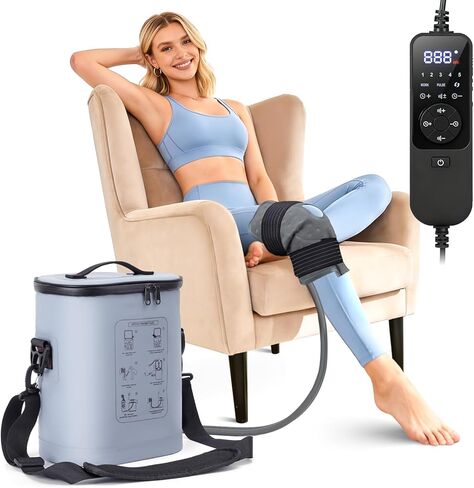 Cold Therapy Machine, Portable Ice Machine for Knee After Surgery, Programmable Knee Replacement Recovery System, Cryotherapy for Post Surgery Recovery Sport Injuries, Reduces Swelling, Circular Gray in Saudi Arabia