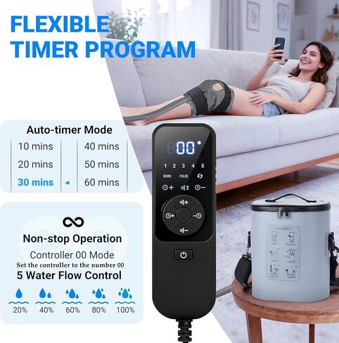 Cold Therapy Machine, Portable Ice Machine for Knee After Surgery, Programmable Knee Replacement Recovery System, Cryotherapy for Post Surgery Recovery Sport Injuries, Reduces Swelling, Circular Gray in Saudi Arabia