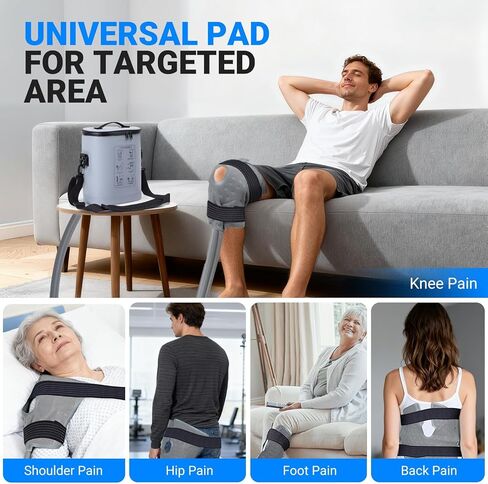 Cold Therapy Machine, Portable Ice Machine for Knee After Surgery, Programmable Knee Replacement Recovery System, Cryotherapy for Post Surgery Recovery Sport Injuries, Reduces Swelling, Circular Gray in Saudi Arabia