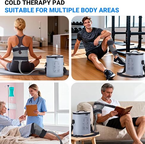 Cold Therapy Machine, Portable Ice Machine for Knee After Surgery, Programmable Knee Replacement Recovery System, Cryotherapy for Post Surgery Recovery Sport Injuries, Reduces Swelling, Circular Gray in Saudi Arabia