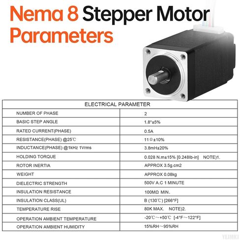 Nema 8 Stepper Motor 2 Phase 1.8‌°‌ 2.8Ncm(3.97oz·in) عزم دوران عالي ثنائي القطب 40 مم 11Ω 0.5A 4-عمود الرصاص 10 مم φ4 مم 20 كابل محرك متدرج صغير 0.5 متر للطابعة ثلاثية الأبعاد DIY Robot CNC Machine in Kuwait