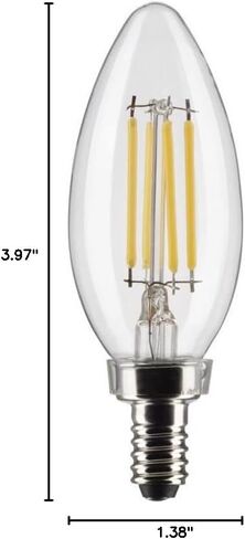 لمبة LED ساتكو S21820 4 وات B11، شفافة، قاعدة شمعدان، 3000 ك، 350 لومن، 120 فولت، عبوتان in Saudi Arabia