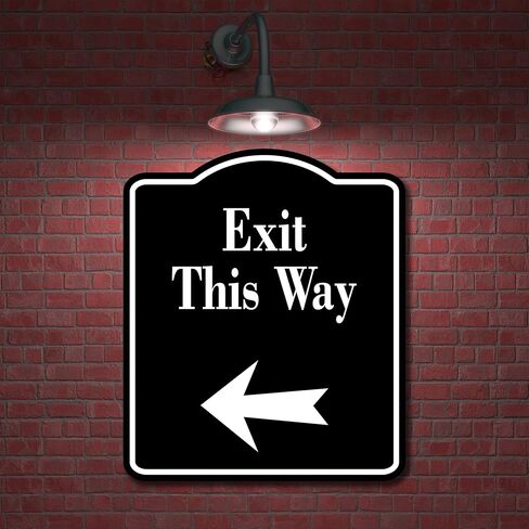 علامة Exit This Way لليسار والسهم الأسود من الألومنيوم المركب، 8.5 بوصة × 10 بوصة in Saudi Arabia