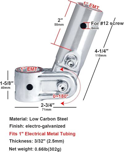 4 Sets Adjustable Angle Pipe Clamp Connectors, Fits 1" EMT, Structural Pipe Fittings, 3/32" Thick Steel in Saudi Arabia