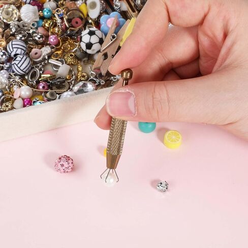 2 Pcs Piercing Ball Grabber Tool, Mini Grabber Pen Stainless Steel 4 Prongs Claw Tweezers IC Chips Grabbers Claw Holder Electronic Component Jewel Diamond Pearls Gem Tweezers(Black, Brown) in Saudi Arabia