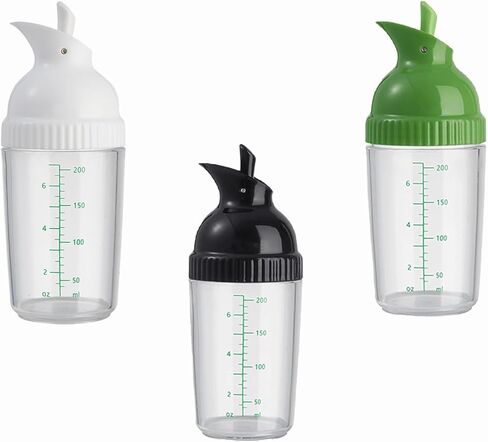 Black, white, and green salad dressing shake bottles, homemade salad dressing bottle mixer measuring device, no drip pouring, soft grip design, free of bisphenol A (200mL each) in Saudi Arabia
