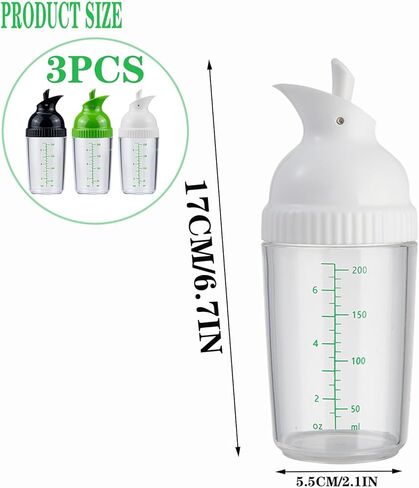 Black, white, and green salad dressing shake bottles, homemade salad dressing bottle mixer measuring device, no drip pouring, soft grip design, free of bisphenol A (200mL each) in Saudi Arabia