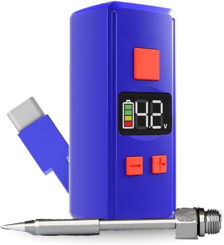 Mini Rechargeable Soldering Iron Pen, with Built-In USB C Battery Cable, Adjustable Voltage 1.5v-4.2v, LED Display, Removable Thread Burner Tip (Black) in Saudi Arabia