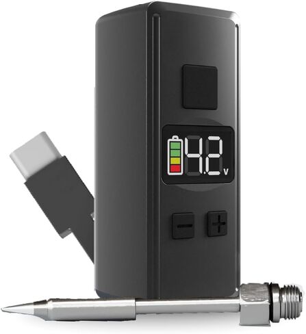 Mini Rechargeable Soldering Iron Pen, with Built-In USB C Battery Cable, Adjustable Voltage 1.5v-4.2v, LED Display, Removable Thread Burner Tip (Black) in Saudi Arabia