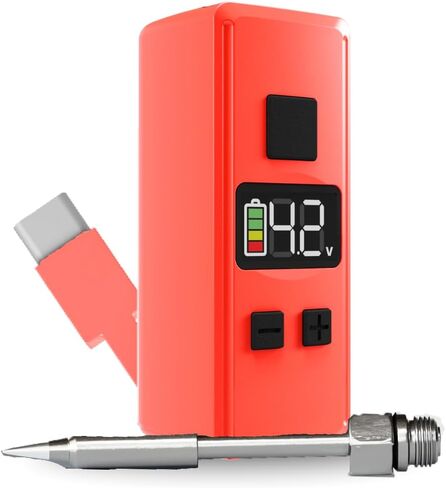 Mini Rechargeable Soldering Iron Pen, with Built-In USB C Battery Cable, Adjustable Voltage 1.5v-4.2v, LED Display, Removable Thread Burner Tip (Black) in Saudi Arabia