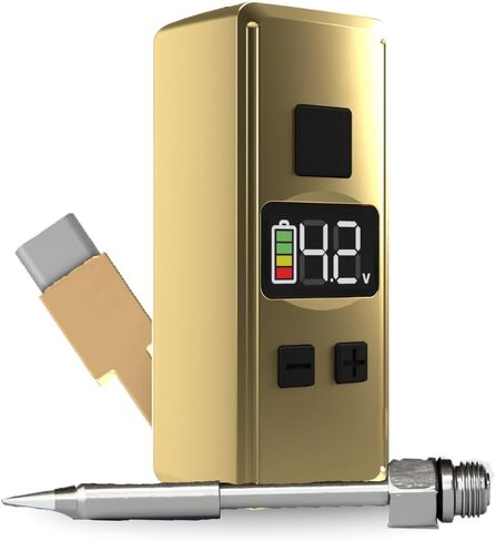 Mini Rechargeable Soldering Iron Pen, with Built-In USB C Battery Cable, Adjustable Voltage 1.5v-4.2v, LED Display, Removable Thread Burner Tip (Black) in Saudi Arabia