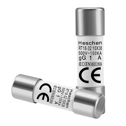 Cylindrical Ceramic Tube Fuse Link, RT18-32 (RO15), 10×38 mm, 1A 500V, CE, Pack of 20 in Saudi Arabia