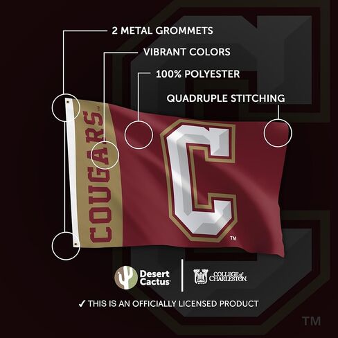Desert Cactus College of Charleston Flag Cougars C of C Banners 100% Polyester Indoor Outdoor 3x5 feet Flags (Team Name) in Saudi Arabia