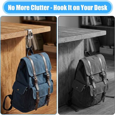 Molain 8 Pack Adjustable Purse Hooks for Table and Desk, Heavy-Duty Double-Headed Clamp-On Desk Hook Holds Up to 22lbs for Hanging Purse Bag Backpack Umbrella Headphones Fit 0.24-1.30 Inch Tabletop in Saudi Arabia