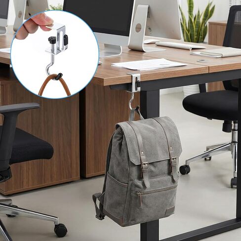 Molain 8 Pack Adjustable Purse Hooks for Table and Desk, Heavy-Duty Double-Headed Clamp-On Desk Hook Holds Up to 22lbs for Hanging Purse Bag Backpack Umbrella Headphones Fit 0.24-1.30 Inch Tabletop in Saudi Arabia