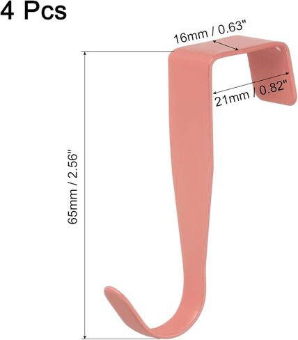 Over The Door Hook,4 Pack - Carbon Steel Cabinet Door Single Hooks, Metal Door Hanger for Home Kitchen Decoration (Red) in Saudi Arabia