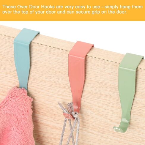 Over The Door Hook,4 Pack - Carbon Steel Cabinet Door Single Hooks, Metal Door Hanger for Home Kitchen Decoration (Red) in Saudi Arabia