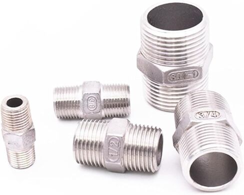 5-Piece BSP Male to Male Thread Hex Nipple Reducer Pipe Fitting Set - 304 Stainless Steel, 1/8" to 1-1/2" Sizes(DN20) in Saudi Arabia