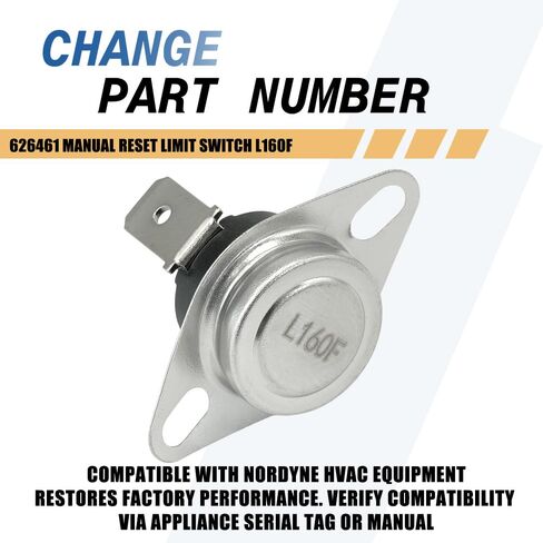 2-Pack 626461 مفتاح إعادة الضبط اليدوي L160F متوافق مع Nordyne in Kuwait