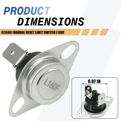 2-Pack 626461 مفتاح إعادة الضبط اليدوي L160F متوافق مع Nordyne in Kuwait