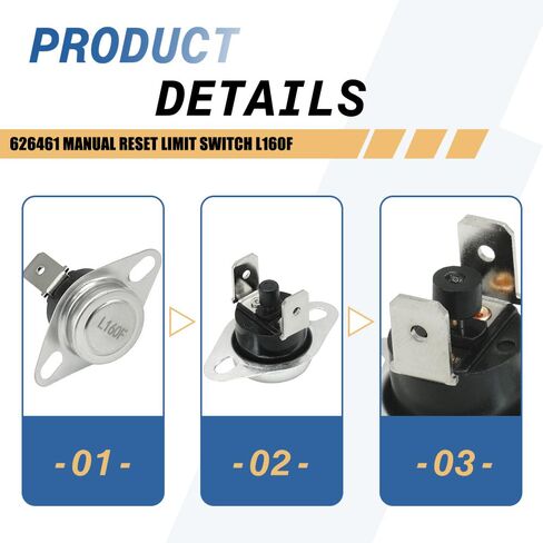 2-Pack 626461 مفتاح إعادة الضبط اليدوي L160F متوافق مع Nordyne in Kuwait