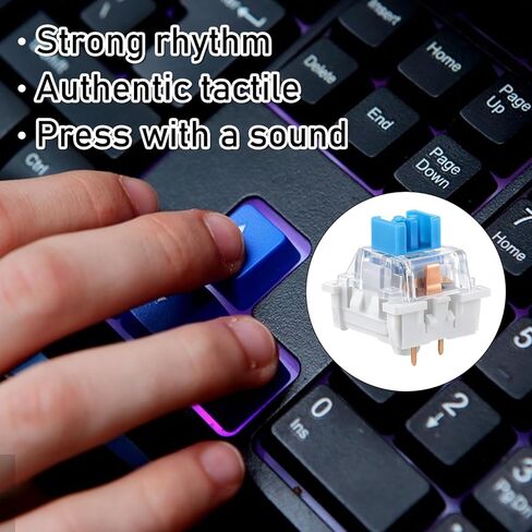 Ptwola 32 Pcs Blue Mechanical Keyboard Switches 3 Pin Clicky Keyboard Switches Dustproof Key switches DIY Replacement Kit with Switch Puller and Brush for Gamers Gaming Keyboards Computer Accessories in Saudi Arabia