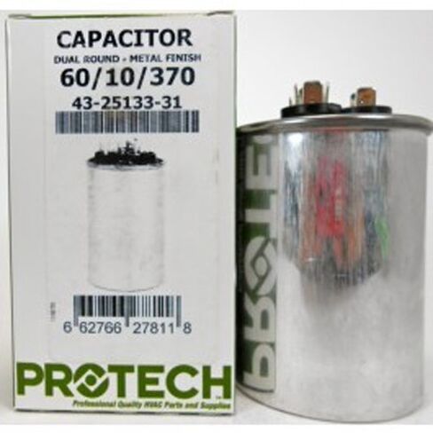 43-25133-31 -OEM مكثف تشغيل مزدوج بديل مستدير 60 + 10 فائق التوهج / MFD 370 فولت يناسب Rheem in Kuwait