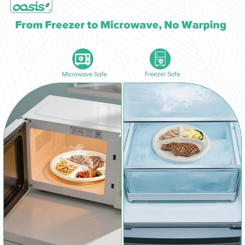 𝟭𝟬 𝗶𝗻𝗰𝗵, 𝟭𝟮𝟴-𝗣𝗮𝗰𝗸 3-Compartment Disposable Paper Plates, Compostable Heavy-Duty Divided Plates for Meal Prep, School Lunches & Party Buffets (White) in Saudi Arabia