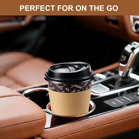 to Go Paper Coffee Cups with Lids and Straws 12 oz, Café Design 100 Pack Disposable Coffee Cups with Sleeves for Hot & Cold Beverages, Ideal for Coffee Shop, Office, Home, Party in Saudi Arabia