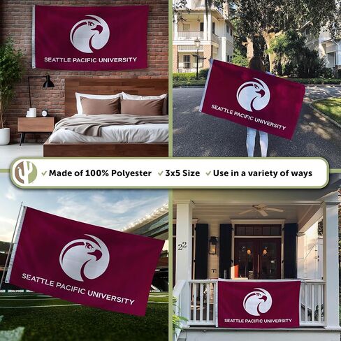 Desert Cactus Seattle Pacific University SPU Flag - 3 x 5 Feet Falcons Banner, Indoor/Outdoor Durable Fabric, 100% Polyester Design (Style 1) in Saudi Arabia