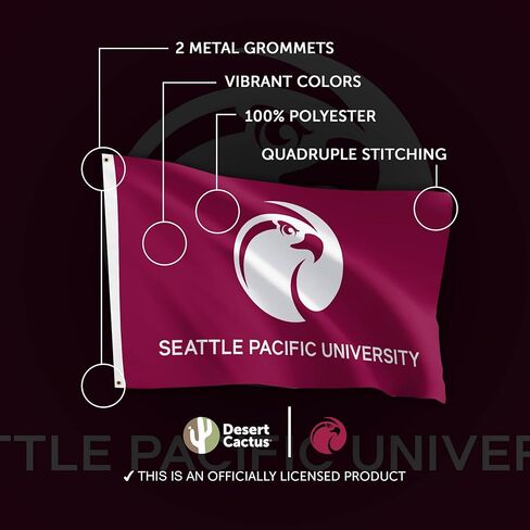 Desert Cactus Seattle Pacific University SPU Flag - 3 x 5 Feet Falcons Banner, Indoor/Outdoor Durable Fabric, 100% Polyester Design (Style 1) in Saudi Arabia