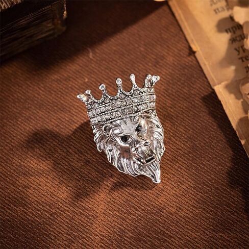 Ximimark 2 pcs Elegant Crystal Lion Head Lapel Pin for Men and Women - Perfect for Suit, Shirt, and Collar - Unique Jewelry Accessory in Saudi Arabia