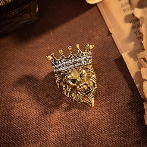 Ximimark 2 pcs Elegant Crystal Lion Head Lapel Pin for Men and Women - Perfect for Suit, Shirt, and Collar - Unique Jewelry Accessory in Saudi Arabia