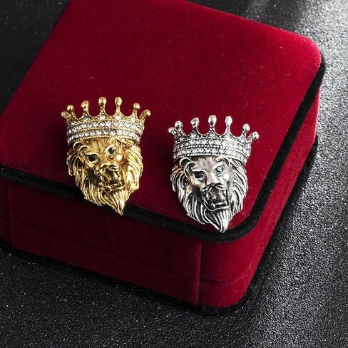 Ximimark 2 pcs Elegant Crystal Lion Head Lapel Pin for Men and Women - Perfect for Suit, Shirt, and Collar - Unique Jewelry Accessory in Saudi Arabia