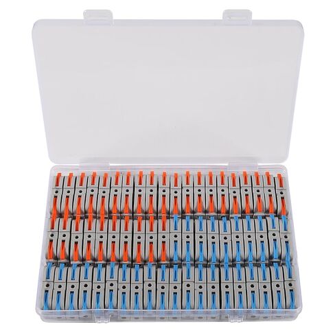 60 Pcs 1 in 1 Out Quick Lever Wire Connectors Conductor Compact Connectors Connect Splicing 28-12 AWG Electrical Wire Terminals Blue/Orange for Compact Inline Terminals Circuit Splices in Saudi Arabia